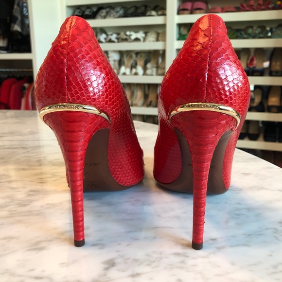 New Louis Vuitton Red Eyeline Snake Heels - Picture 4 of 9